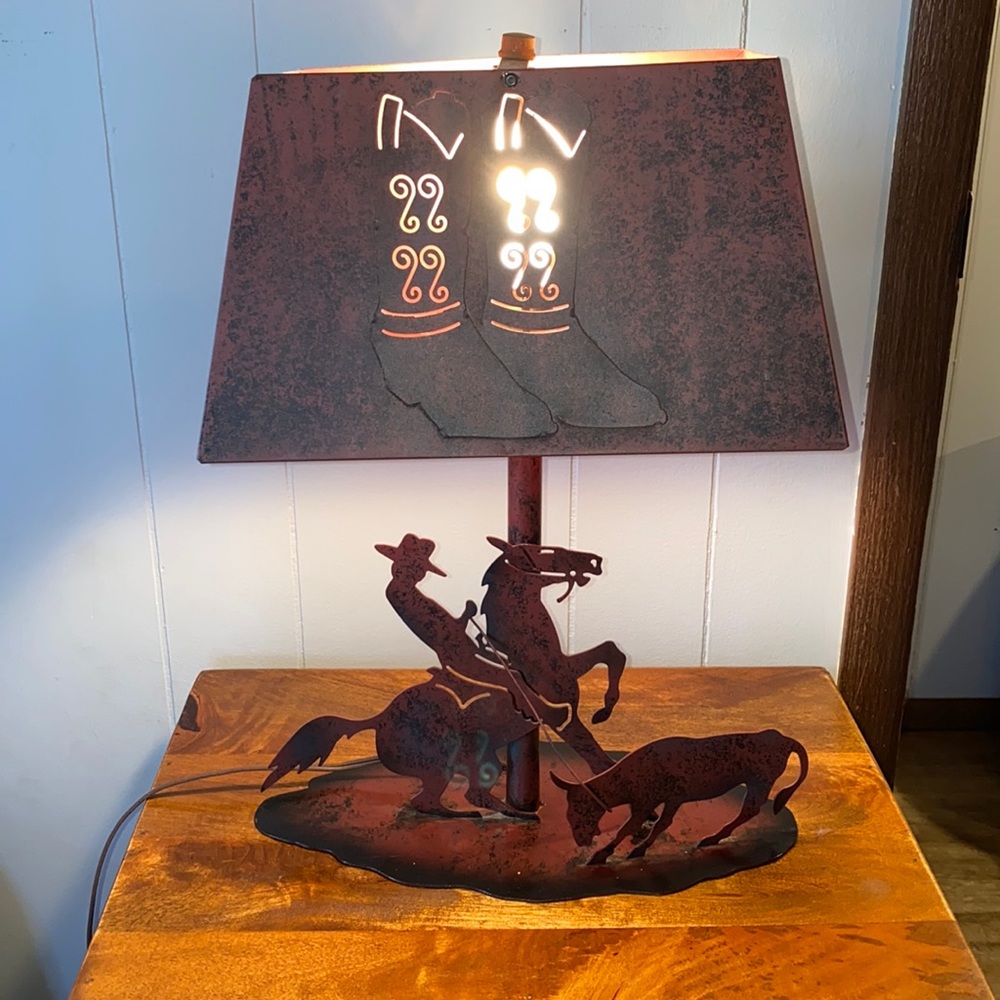 Western Cowboy Metal Lamp